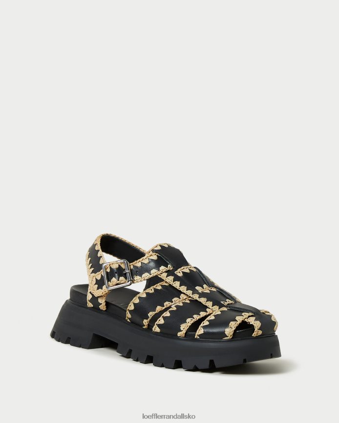 Kvinder Loeffler Randall sandal med talia bur sort/naturlig sko P64XZ4125