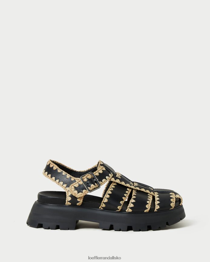 Kvinder Loeffler Randall sandal med talia bur sort/naturlig sko P64XZ4125