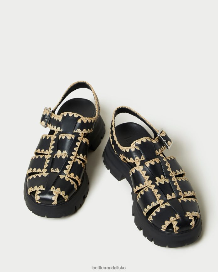 Kvinder Loeffler Randall sandal med talia bur sort/naturlig sko P64XZ4125