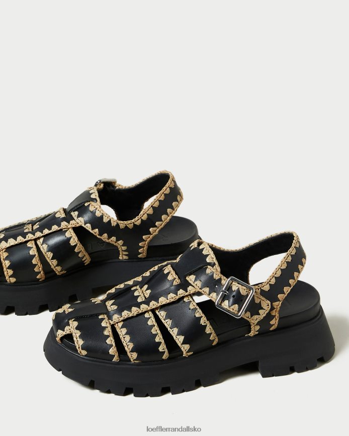 Kvinder Loeffler Randall sandal med talia bur sort/naturlig sko P64XZ4125