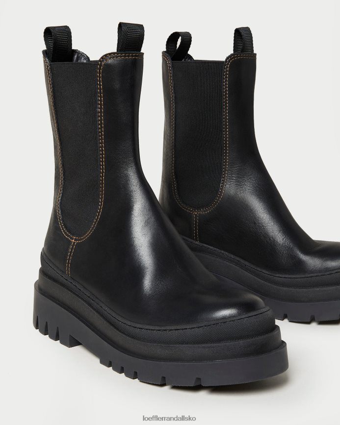 Kvinder Loeffler Randall carlota chunky lug boot sort sko P64XZ4291
