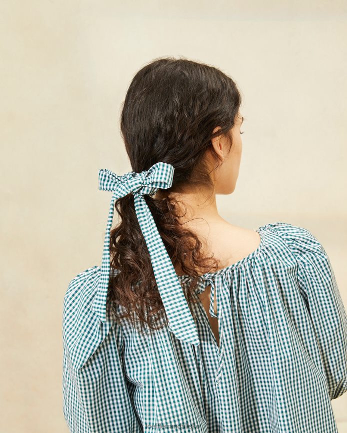 Kvinder Loeffler Randall dee bow scrunchies muskatnød/minigrøn gingham tilbehør P64XZ4162
