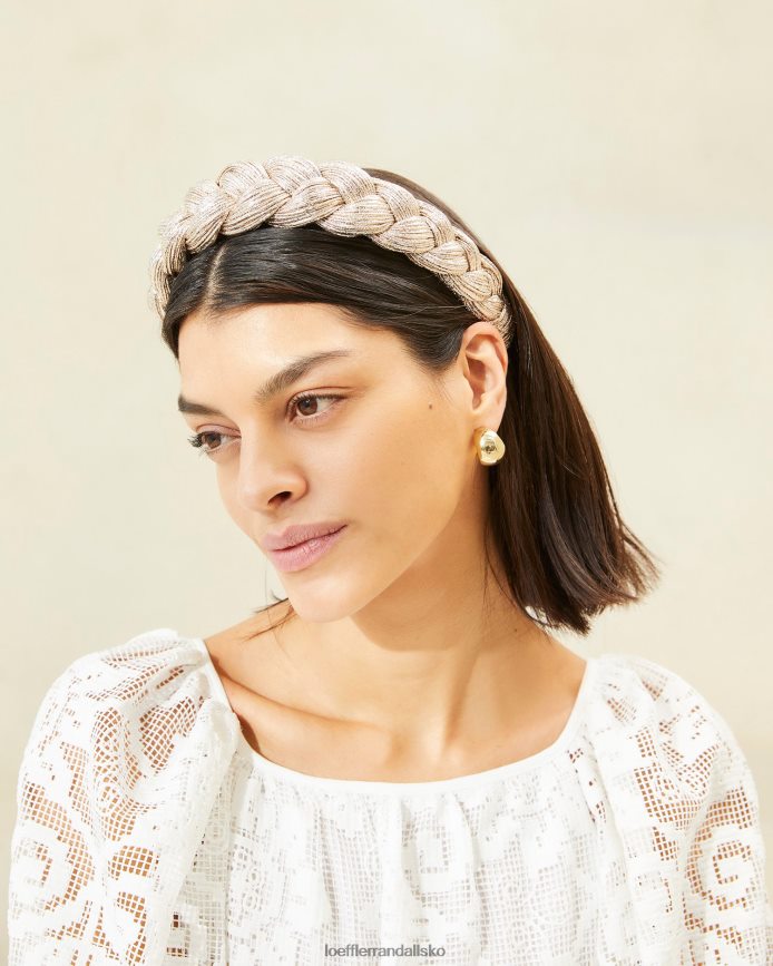 Kvinder Loeffler Randall lilla flettet pandebånd champagne tilbehør P64XZ4164