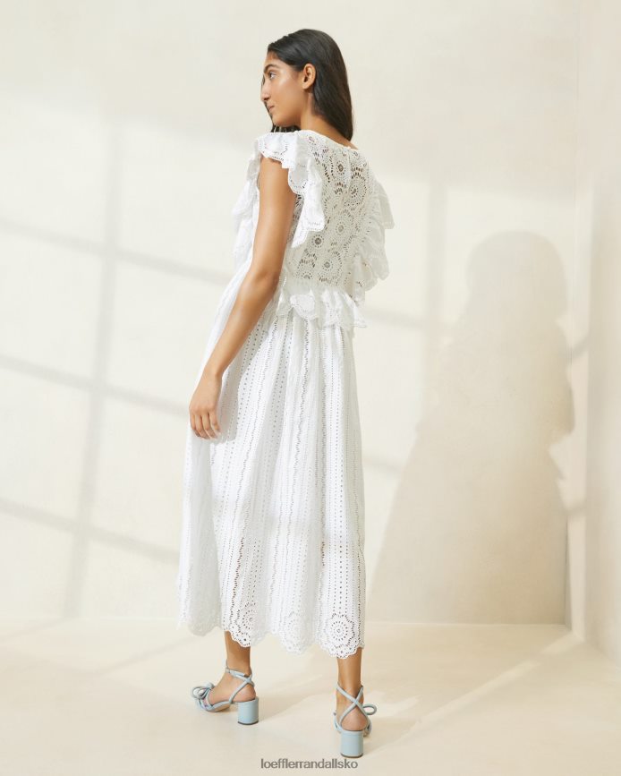 Kvinder Loeffler Randall brynn blondekjole med flagerærmer elfenben tøj P64XZ4173