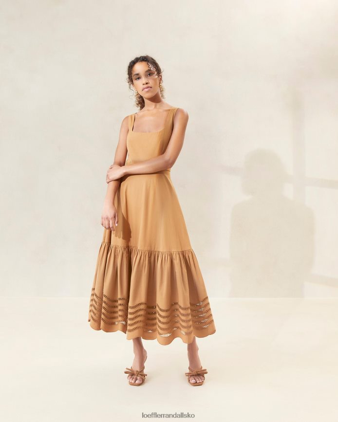 Kvinder Loeffler Randall carine broderet midikjole chokolade tøj P64XZ4197