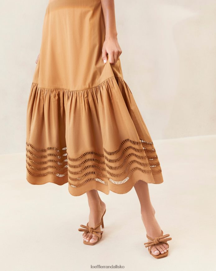Kvinder Loeffler Randall carine broderet midikjole chokolade tøj P64XZ4197