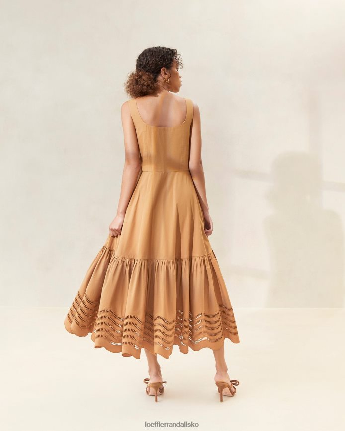 Kvinder Loeffler Randall carine broderet midikjole chokolade tøj P64XZ4197