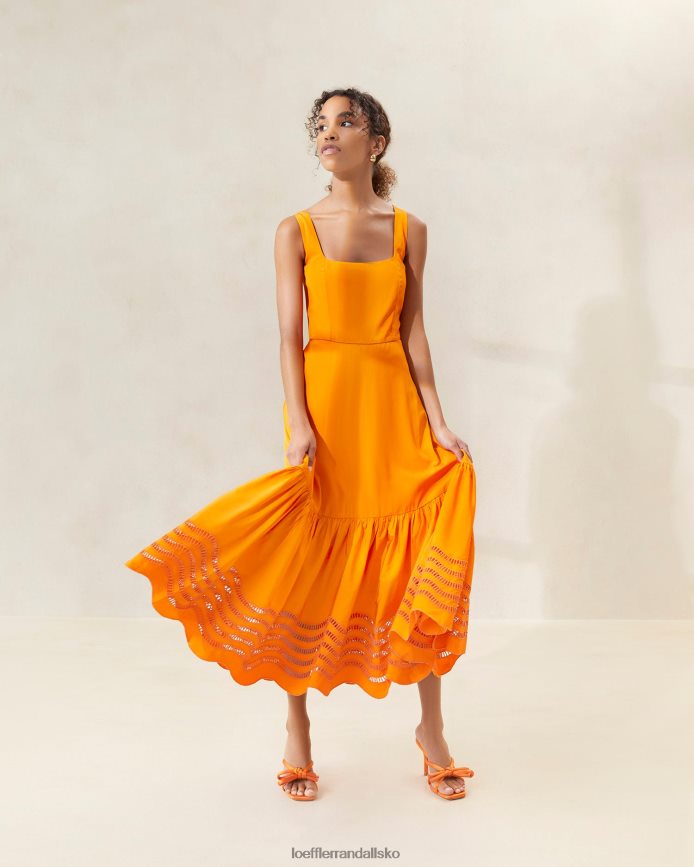 Kvinder Loeffler Randall carine broderet midikjole morgenfrue tøj P64XZ4196