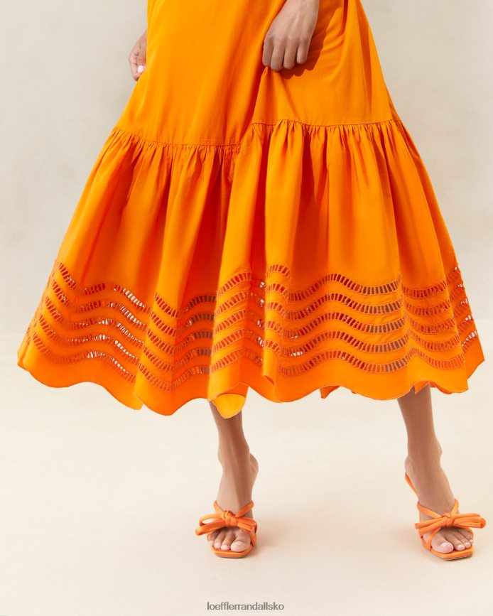 Kvinder Loeffler Randall carine broderet midikjole morgenfrue tøj P64XZ4196