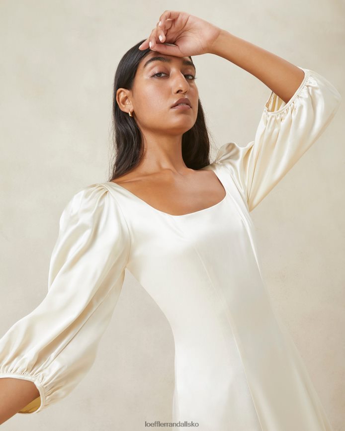 Kvinder Loeffler Randall carmina lang kurvet kjole elfenben tøj P64XZ4169
