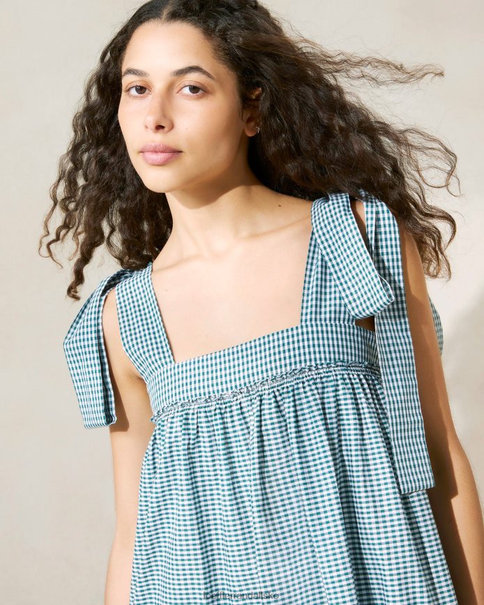 Kvinder Loeffler Randall janie kjole med flæsekant mini grøn gingham tøj P64XZ4191