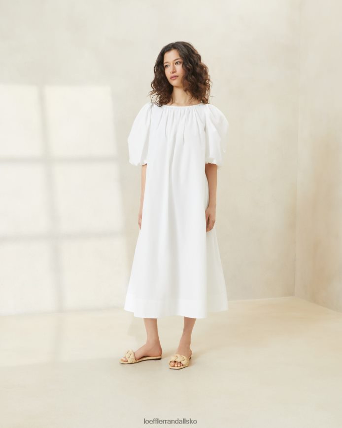Kvinder Loeffler Randall mimi oversize kjole med pufærmer hvid tøj P64XZ4178