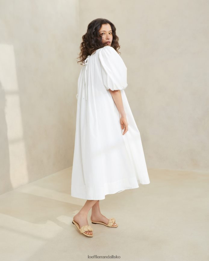 Kvinder Loeffler Randall mimi oversize kjole med pufærmer hvid tøj P64XZ4178