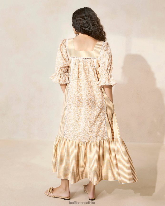 Kvinder Loeffler Randall philipa maxi kjole brun blomstret/brun stribe tøj P64XZ4184