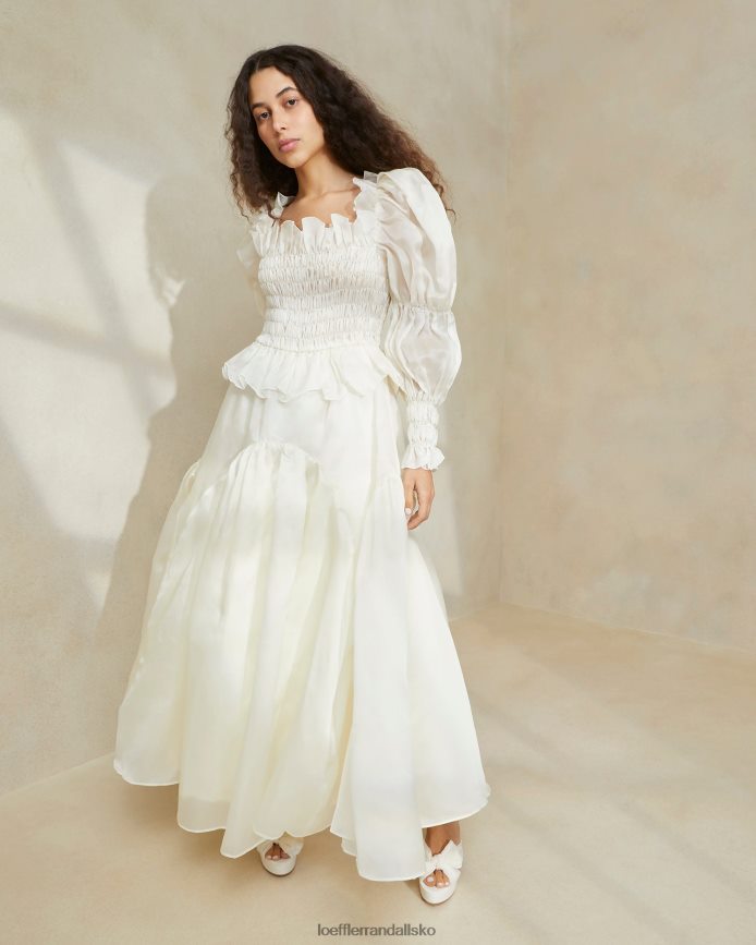 Kvinder Loeffler Randall suzette organza-kjole med smock fløde tøj P64XZ4170