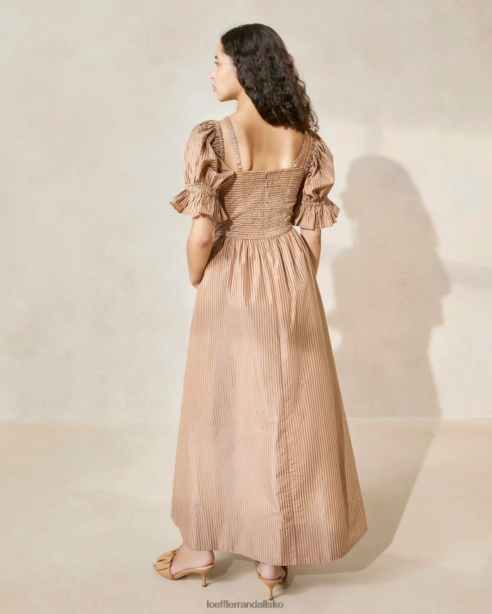 Kvinder Loeffler Randall yael samlet-overdel kjole tofarvet brun stribe tøj P64XZ4190