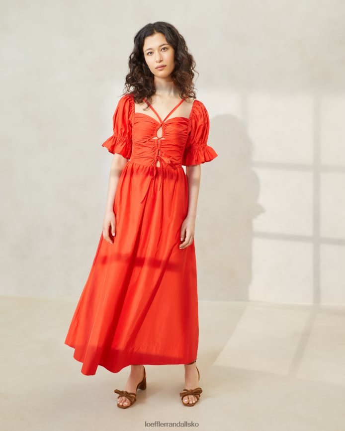 Kvinder Loeffler Randall yael samlet overdel kjole valmue tøj P64XZ4177