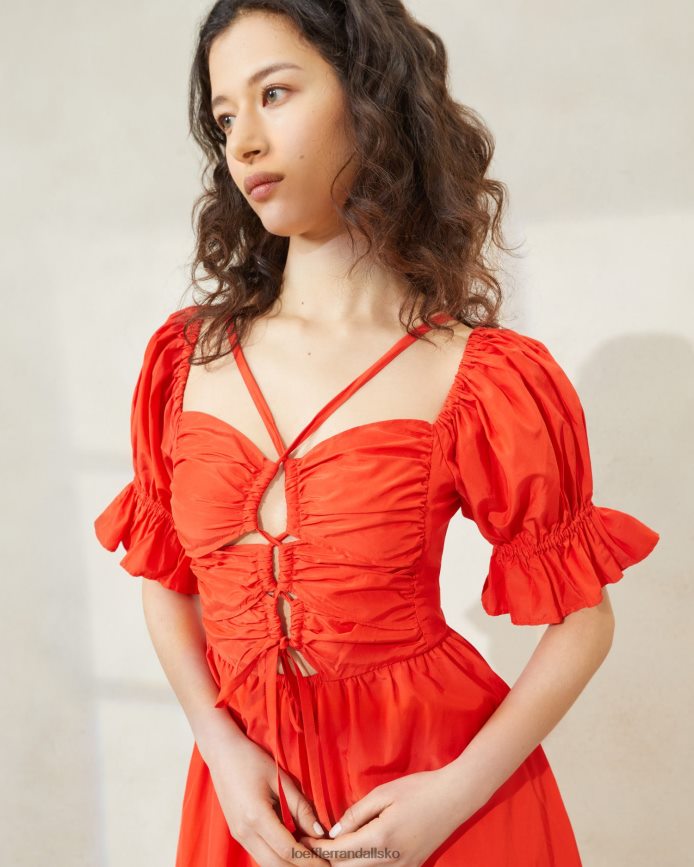 Kvinder Loeffler Randall yael samlet overdel kjole valmue tøj P64XZ4177