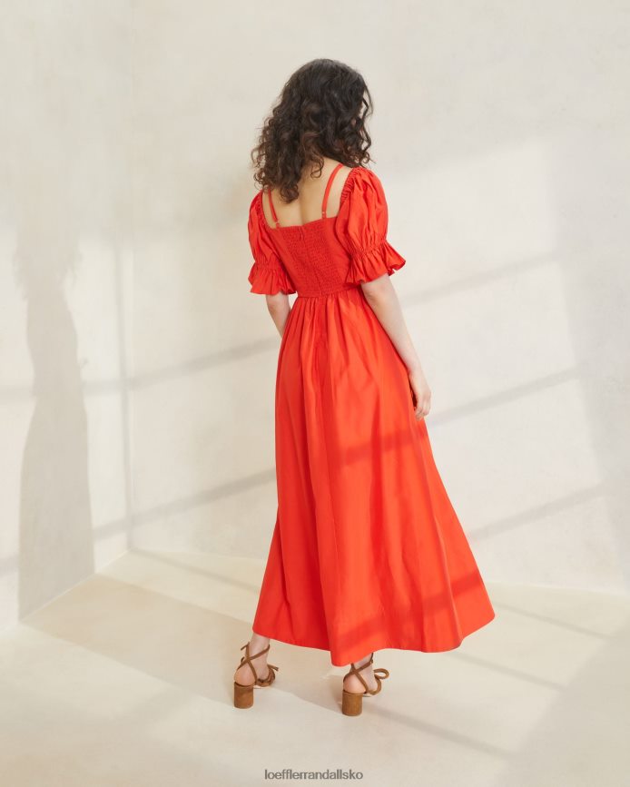 Kvinder Loeffler Randall yael samlet overdel kjole valmue tøj P64XZ4177