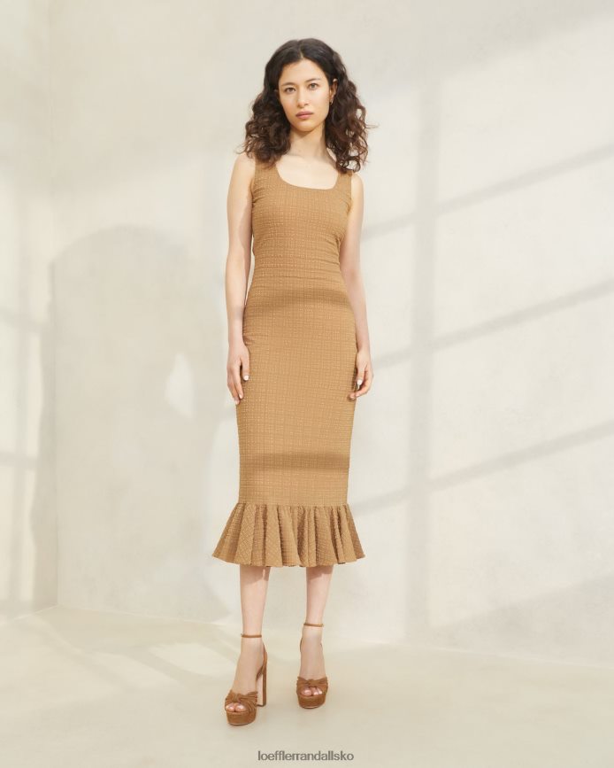 Kvinder Loeffler Randall yessica tankkjole med flæsekant Brun tøj P64XZ4195