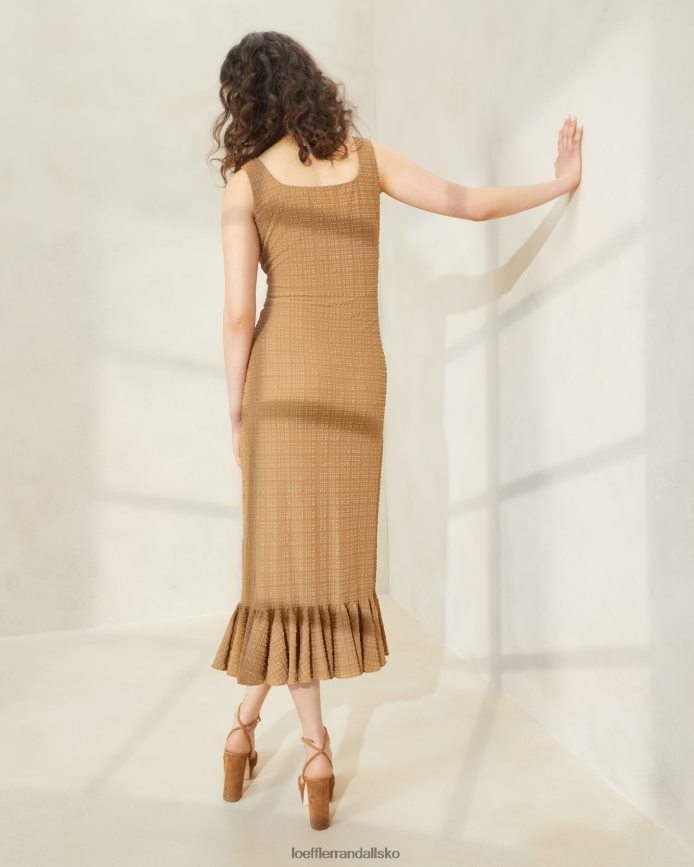Kvinder Loeffler Randall yessica tankkjole med flæsekant Brun tøj P64XZ4195
