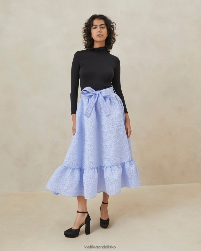 Kvinder Loeffler Randall carrie flæsede cirkelnederdel blå tøj P64XZ4249