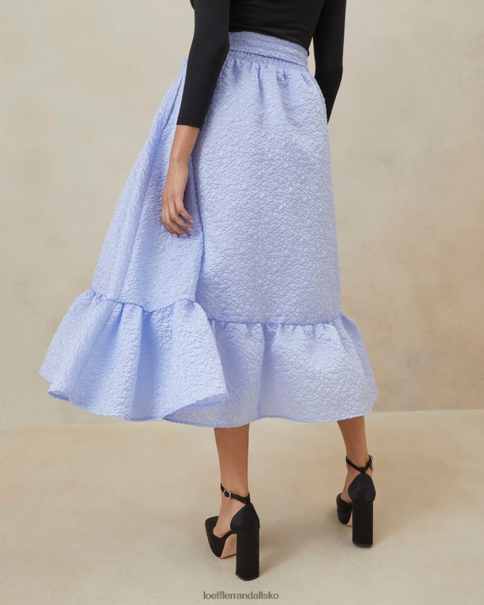 Kvinder Loeffler Randall carrie flæsede cirkelnederdel blå tøj P64XZ4249