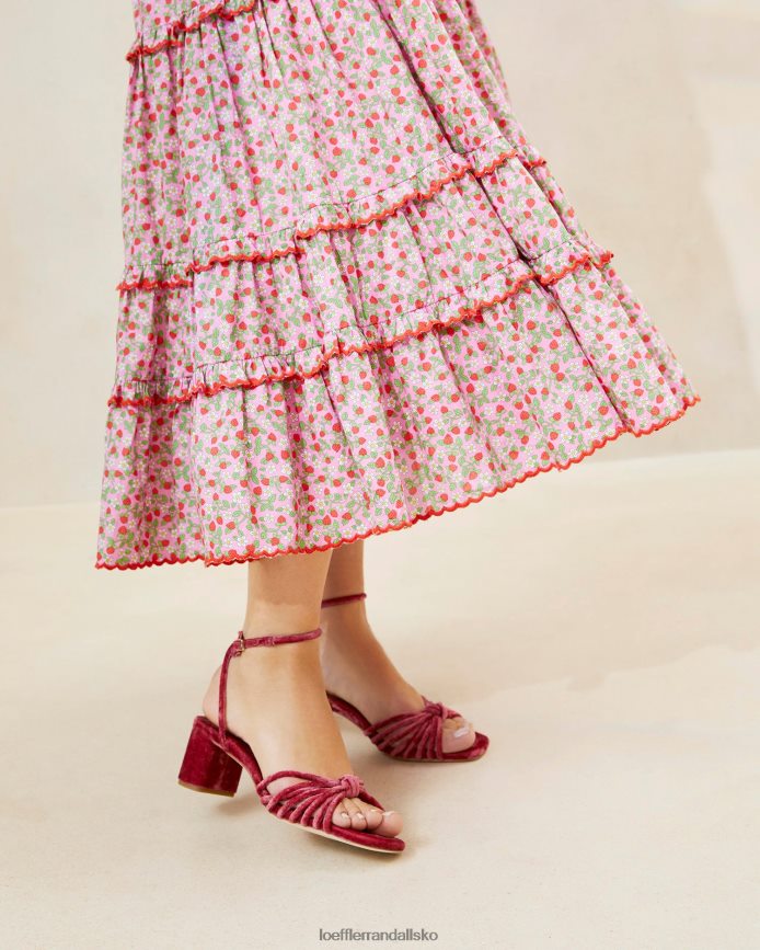 Kvinder Loeffler Randall ellie strawberry midi-nederdel med tunge søm jordbær print tøj P64XZ4225