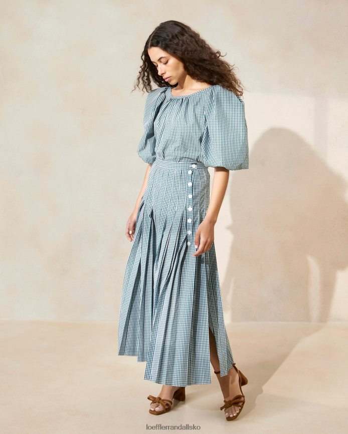 Kvinder Loeffler Randall emlyn plisseret nederdel mini grøn gingham tøj P64XZ4223