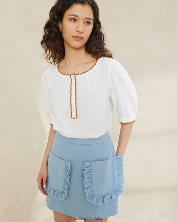 Kvinder Loeffler Randall eura flæse lommenederdel let denim tøj P64XZ4229