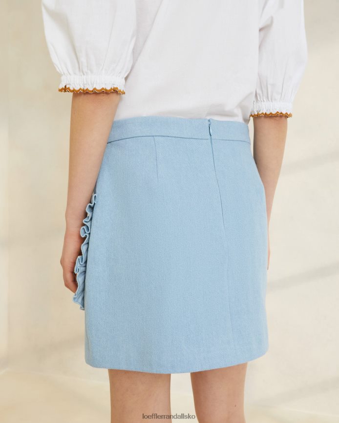 Kvinder Loeffler Randall eura flæse lommenederdel let denim tøj P64XZ4229
