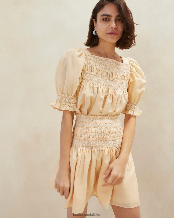 Kvinder Loeffler Randall gilles smocket nederdel sand/ecru tøj P64XZ4238