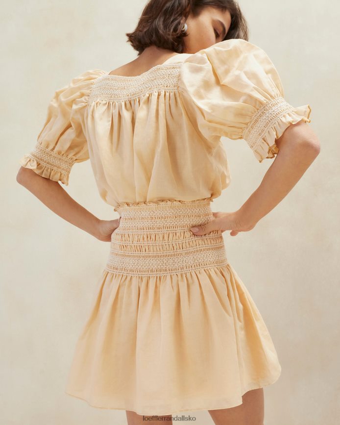 Kvinder Loeffler Randall gilles smocket nederdel sand/ecru tøj P64XZ4238