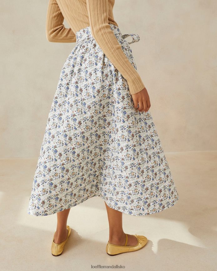 Kvinder Loeffler Randall leigh quiltet nederdel creme/blomstret tøj P64XZ4244