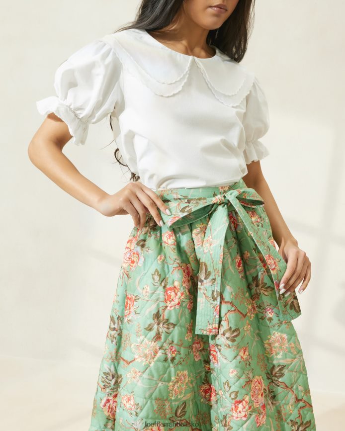 Kvinder Loeffler Randall leigh quiltet nederdel salvie botaniske blomster tøj P64XZ4231