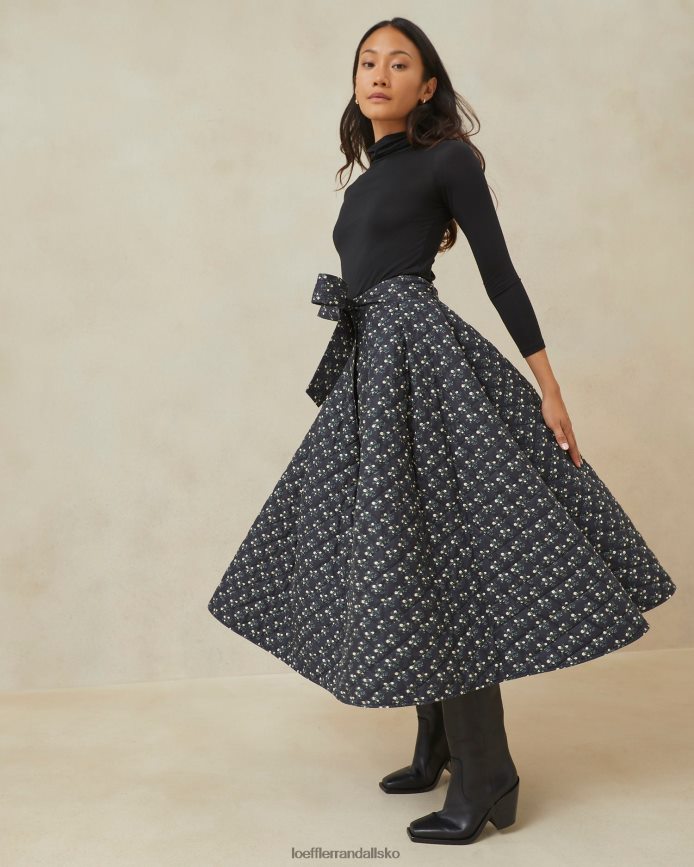 Kvinder Loeffler Randall leigh quiltet nederdel sort ditsy blomster tøj P64XZ4237