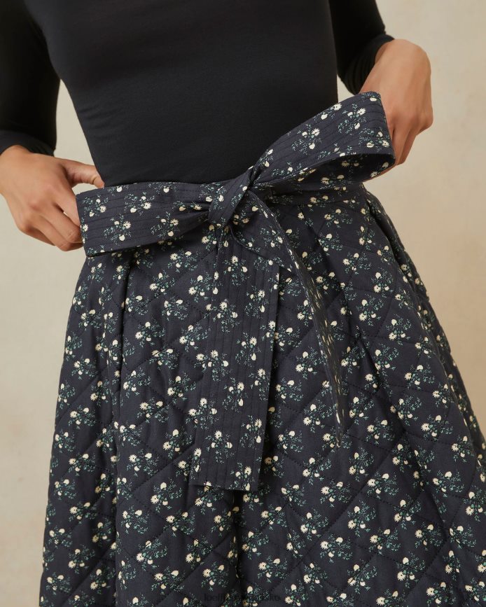 Kvinder Loeffler Randall leigh quiltet nederdel sort ditsy blomster tøj P64XZ4237