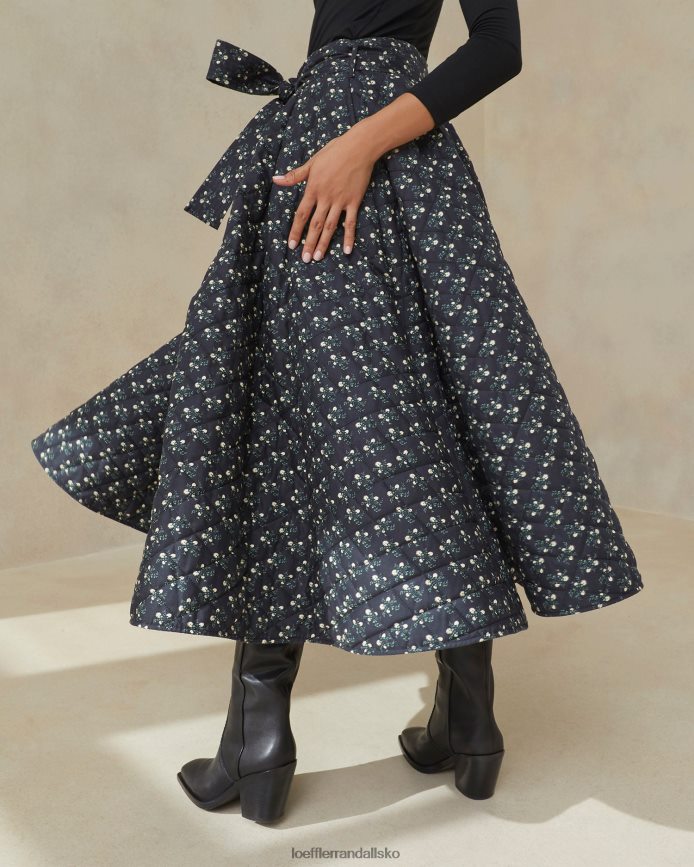 Kvinder Loeffler Randall leigh quiltet nederdel sort ditsy blomster tøj P64XZ4237
