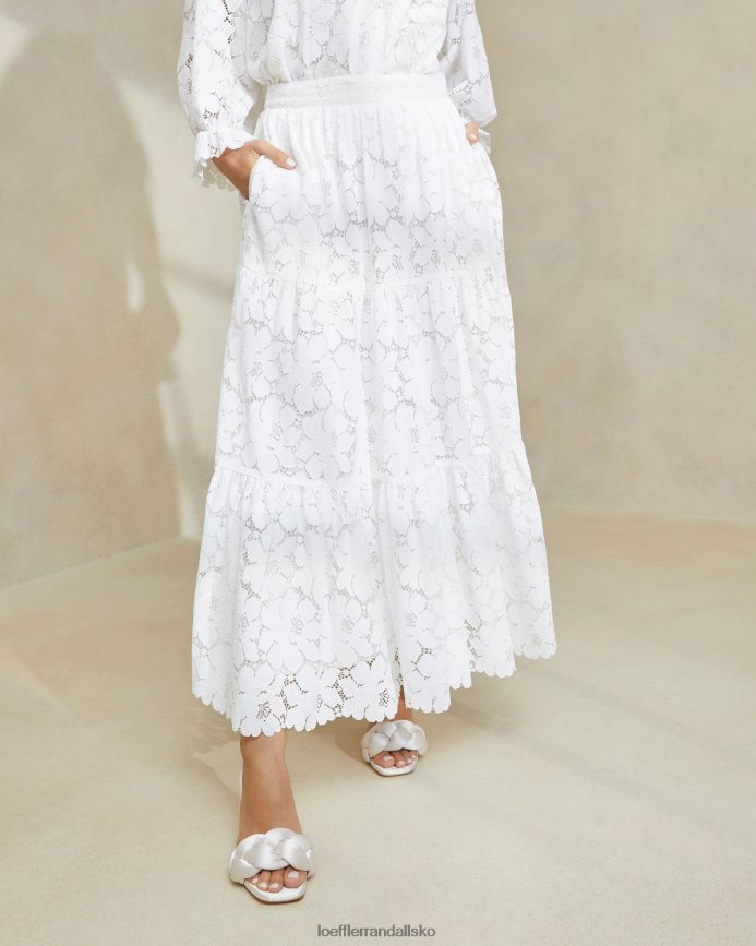 Kvinder Loeffler Randall luna creme blonde lagdelt nederdel elfenben tøj P64XZ4217