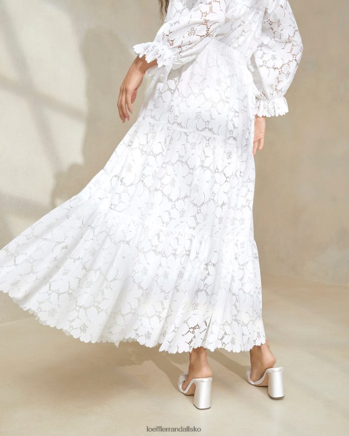 Kvinder Loeffler Randall luna creme blonde lagdelt nederdel elfenben tøj P64XZ4217