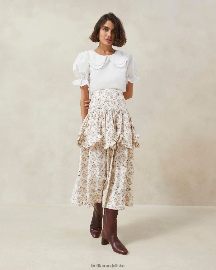 Kvinder Loeffler Randall milo paisley flæse-nederdel creme paisley blomster tøj P64XZ4240