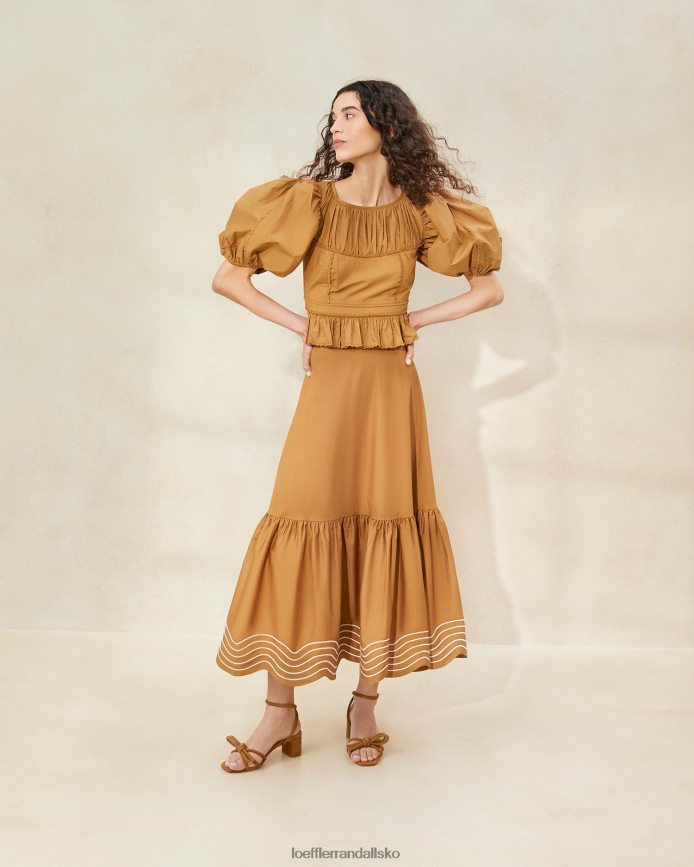 Kvinder Loeffler Randall opal nederdel med flæsekant Brun tøj P64XZ4228