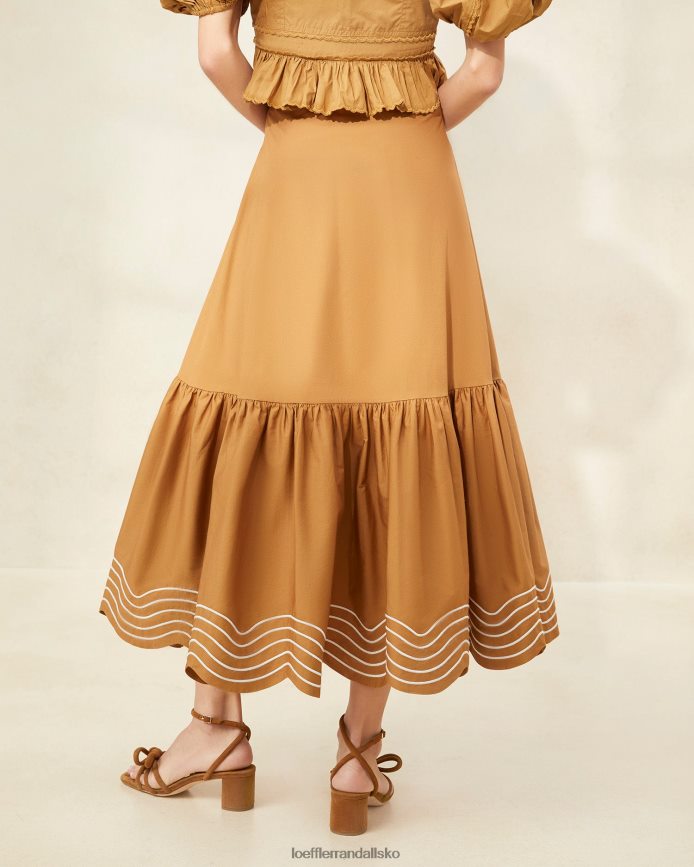 Kvinder Loeffler Randall opal nederdel med flæsekant Brun tøj P64XZ4228