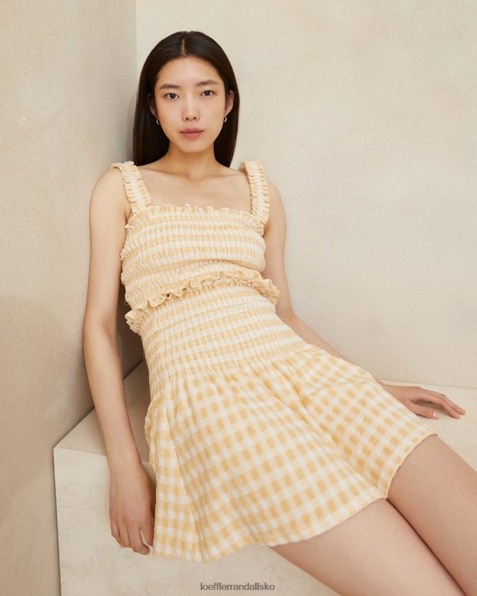 Kvinder Loeffler Randall siena smocket nederdel tan gingham tøj P64XZ4253