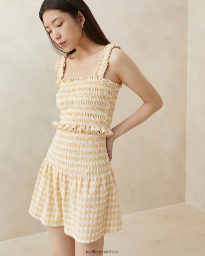Kvinder Loeffler Randall siena smocket nederdel tan gingham tøj P64XZ4253
