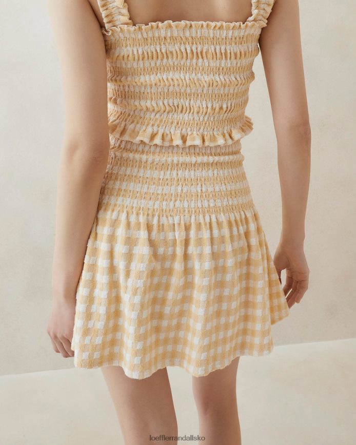 Kvinder Loeffler Randall siena smocket nederdel tan gingham tøj P64XZ4253