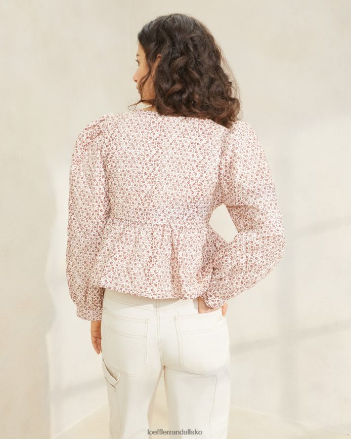 Kvinder Loeffler Randall donna bindejakke foran creme/rav ditsy blomster tøj P64XZ4262