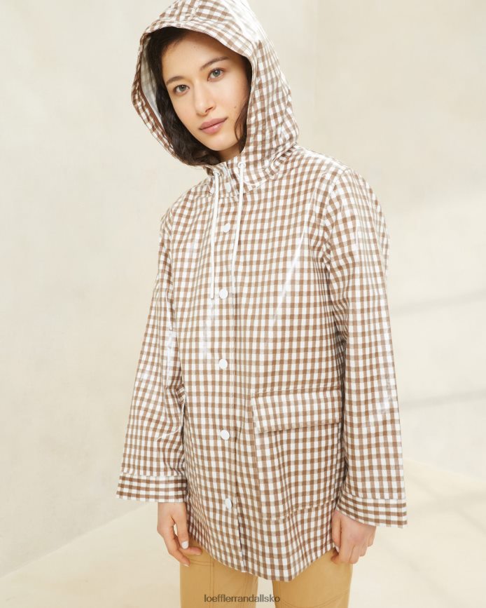 Kvinder Loeffler Randall tåget regnjakke brun gingham tøj P64XZ4257