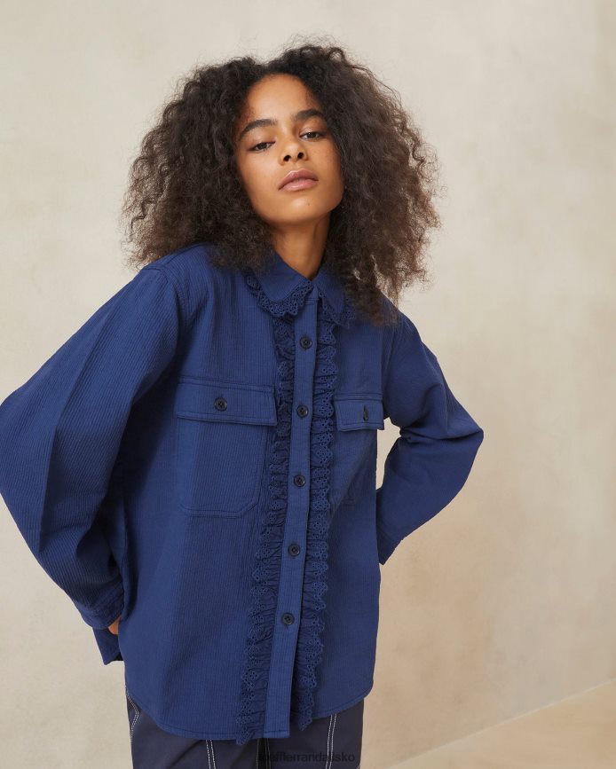Kvinder Loeffler Randall zeke eyelet chore coat indigo tøj P64XZ4261