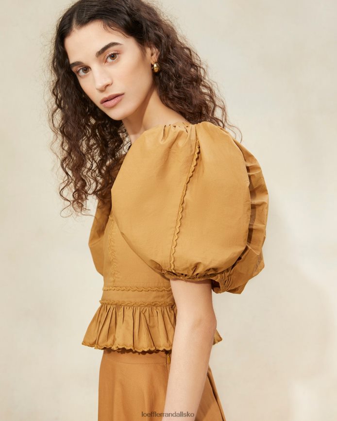 Kvinder Loeffler Randall anna puff-ærmet peplum top cigar tøj P64XZ4209